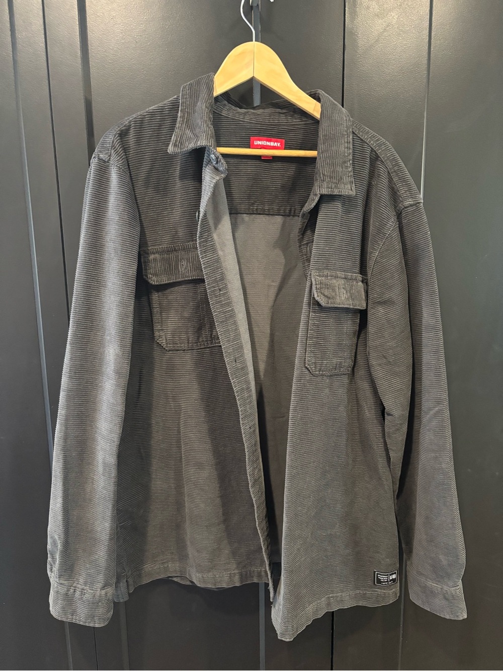 UNIONBAY Men's Corduroy Shirt Jacket - Charcoal Gray